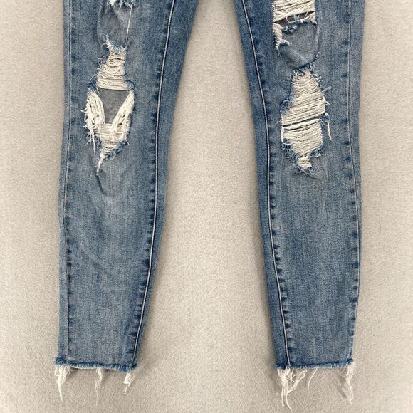 Judy Blue Jeans Women's 9/29 Skinny Fit‎ Blue Stretch Denim Distressed Raw Hem - Picture 3 of 13